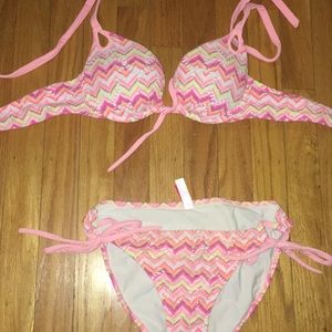 VS pink and orange swimsuit